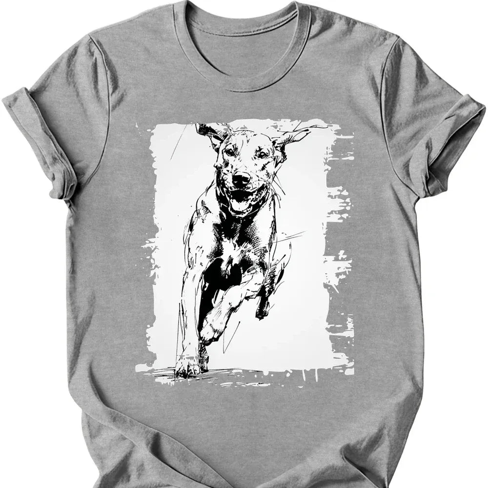 Rhodesian Ridgeback running dog tee sport grey