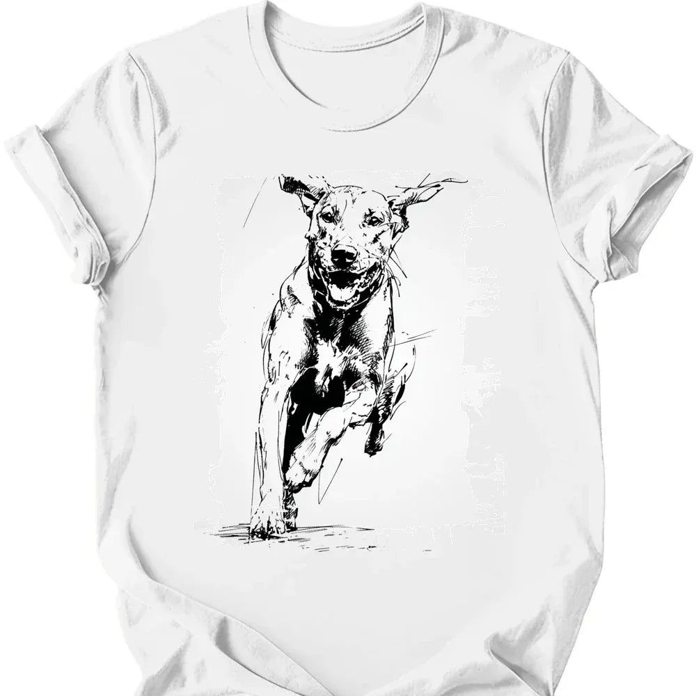 Rhodesian Ridgeback running dog tee white