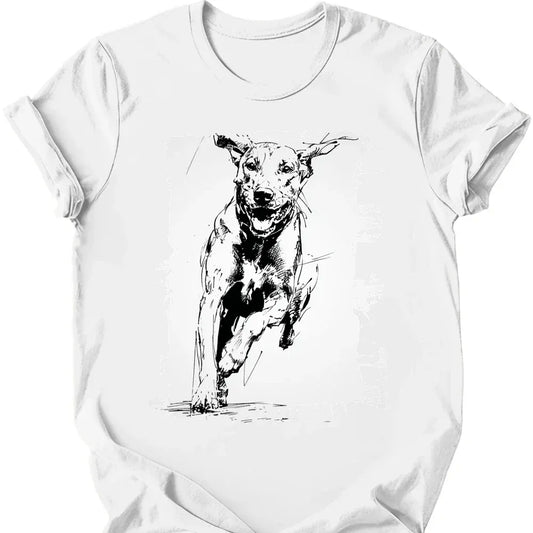 Rhodesian Ridgeback running dog tee white