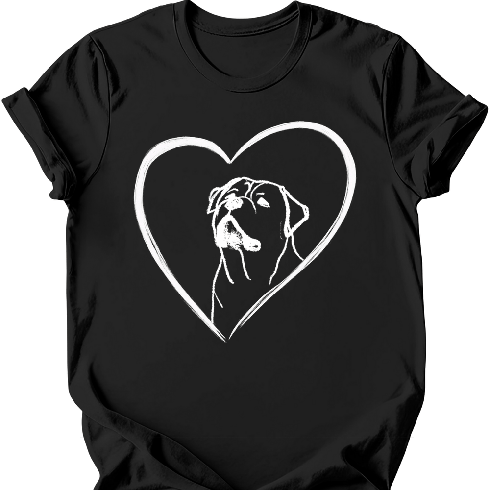 Rottweiler heart dog tee black