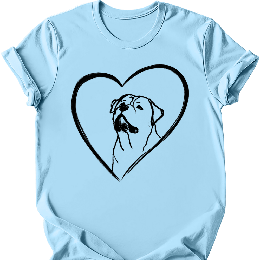Rottweiler heart dog tee light blue