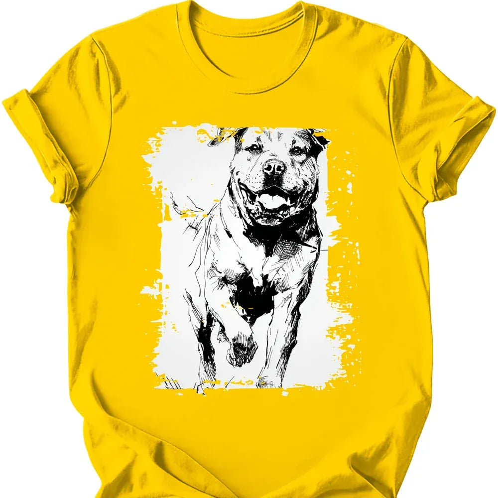 Rottweiler running dog tee daisy