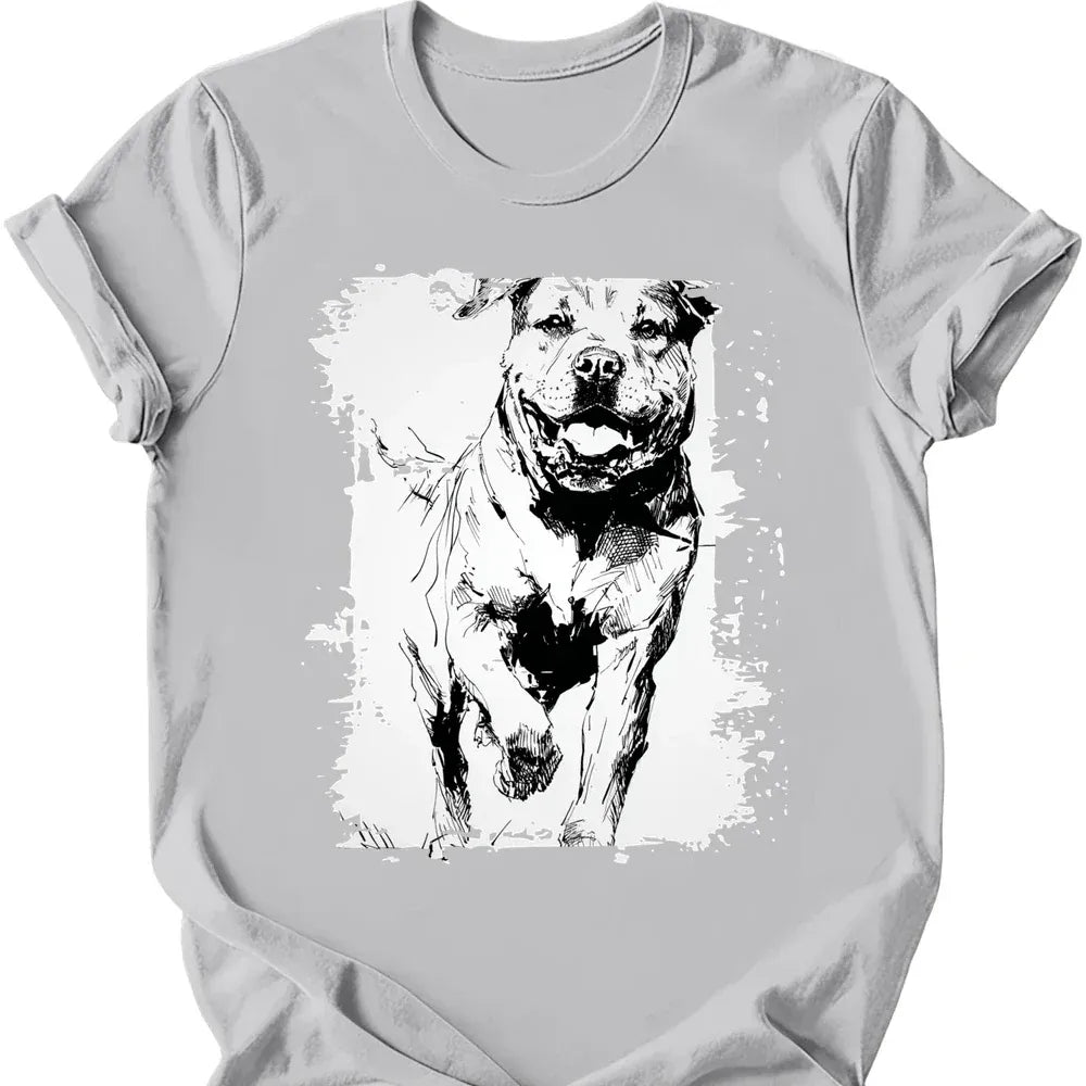Rottweiler running dog tee ice grey