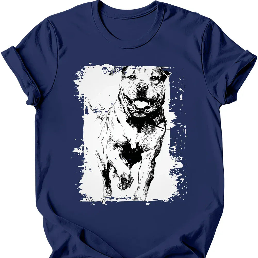 Rottweiler running dog tee navy
