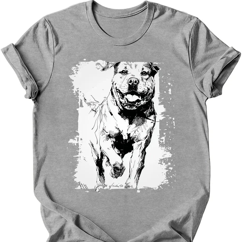 Rottweiler running dog tee sport grey