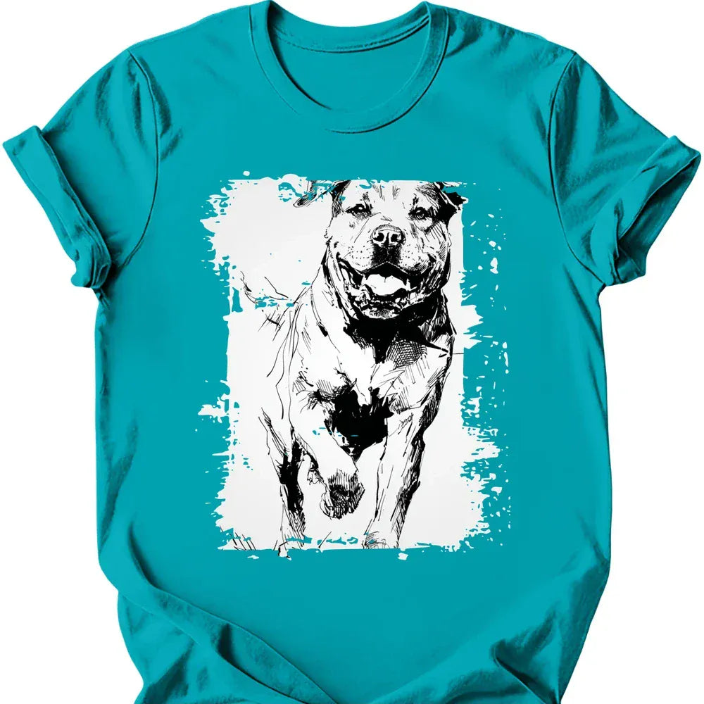 Rottweiler running dog tee tropical blue