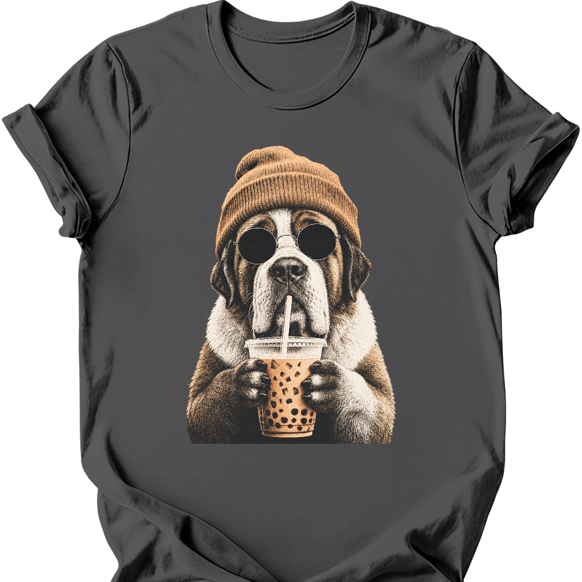 saint bernard hipster dog tee charcoal