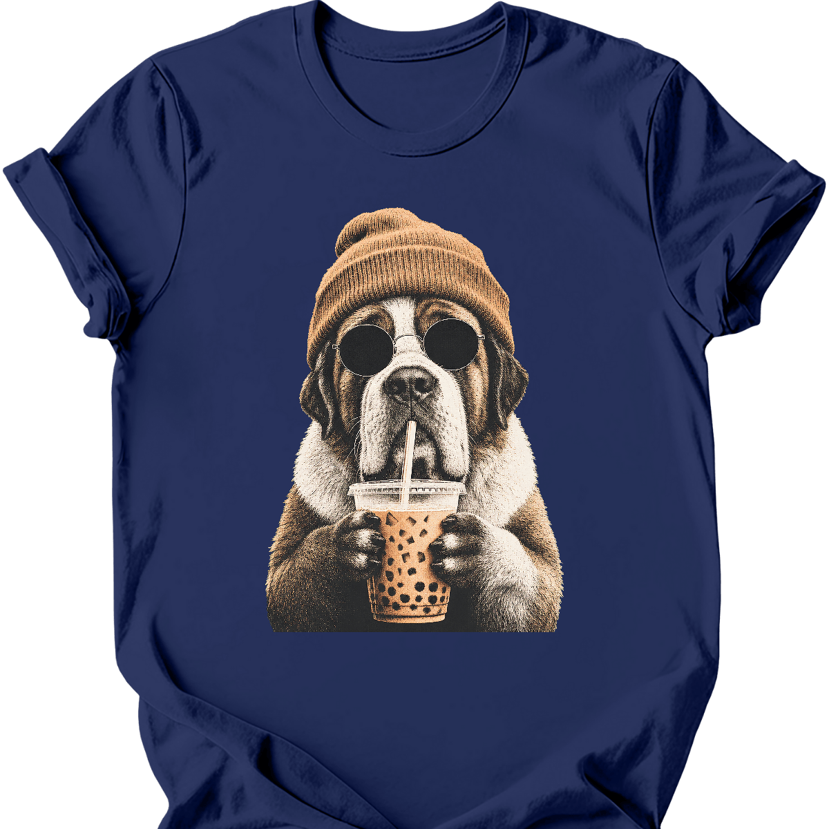 saint bernard hipster dog tee navy