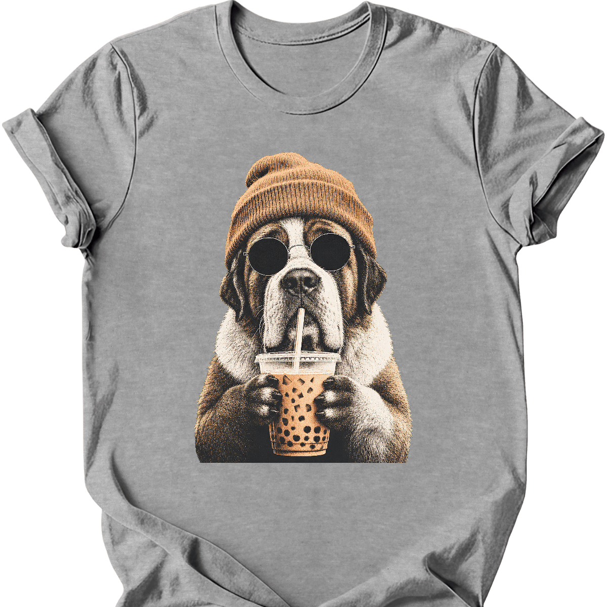 saint bernard hipster dog tee sport grey