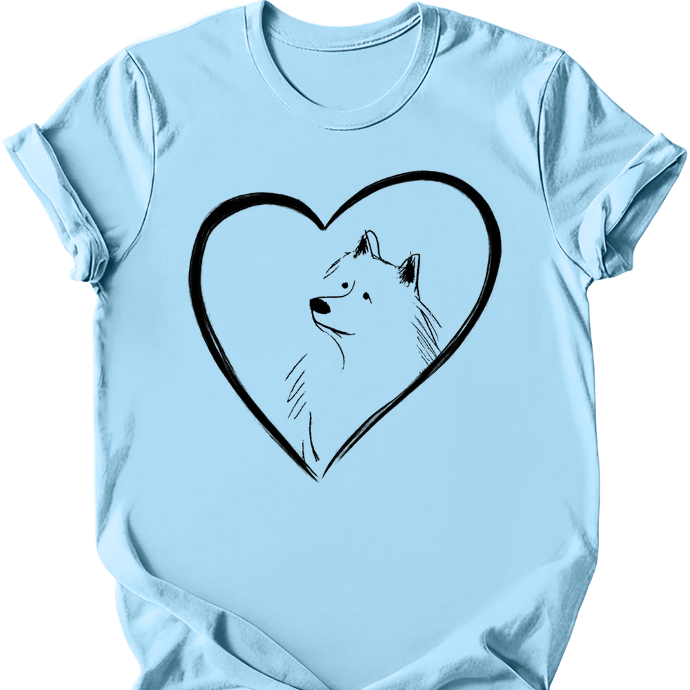 Samoyed heart dog tee light blue