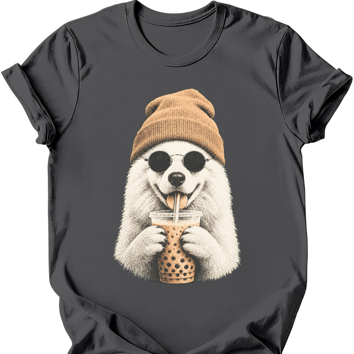 samoyed hipster dog tee charcoal