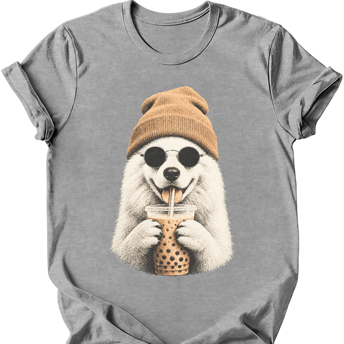samoyed hipster dog tee sport grey