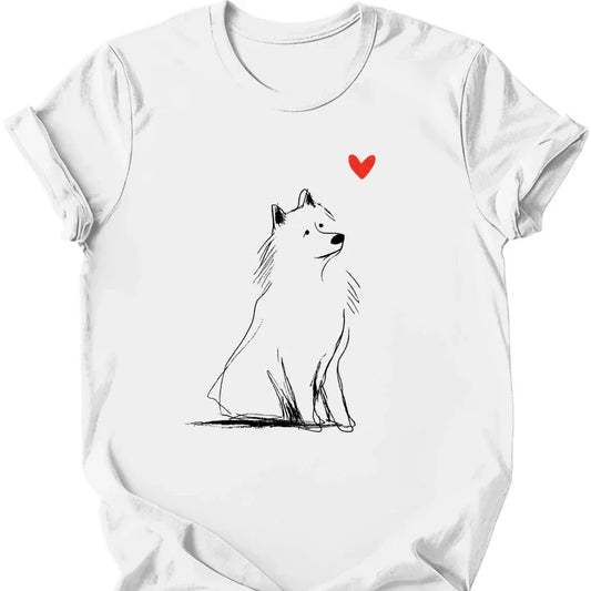 Samoyed sketch tee white