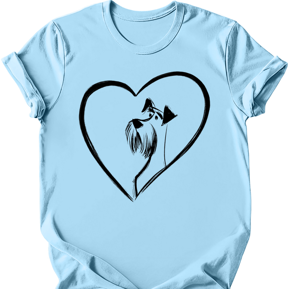 Schnauzer heart dog tee light blue