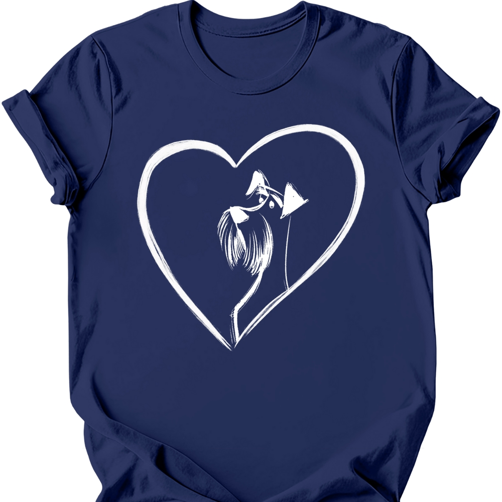 Schnauzer heart dog tee navy
