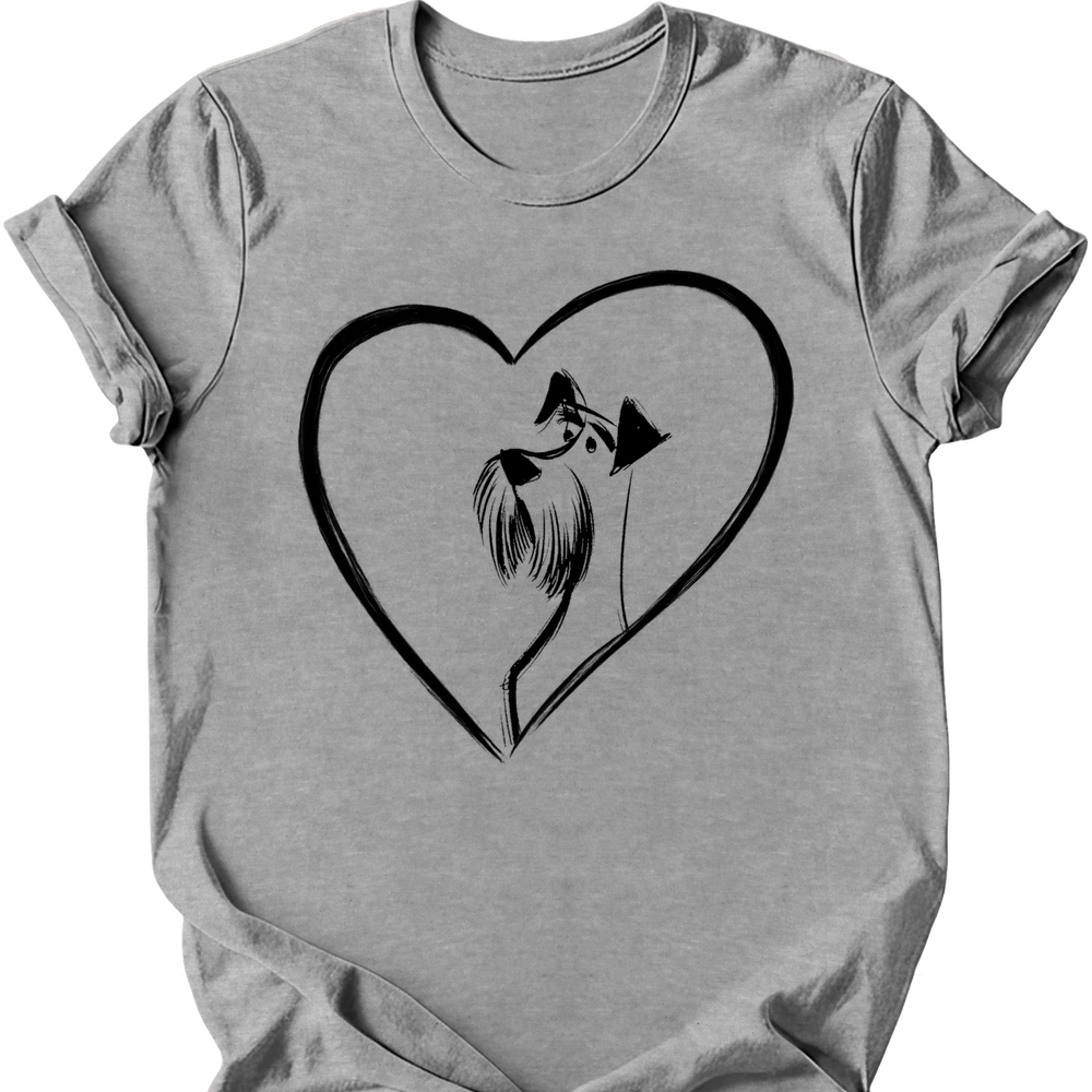 Schnauzer heart dog tee sport grey