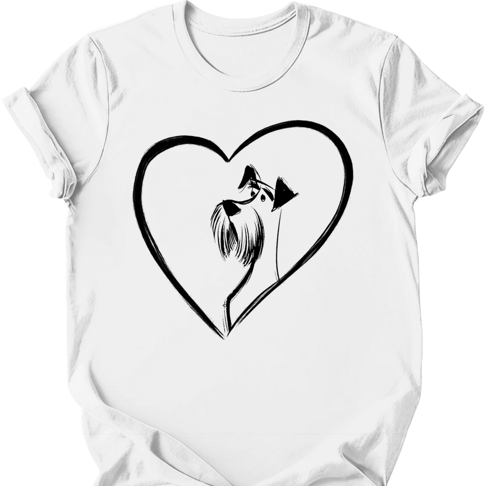 Schnauzer heart dog tee white