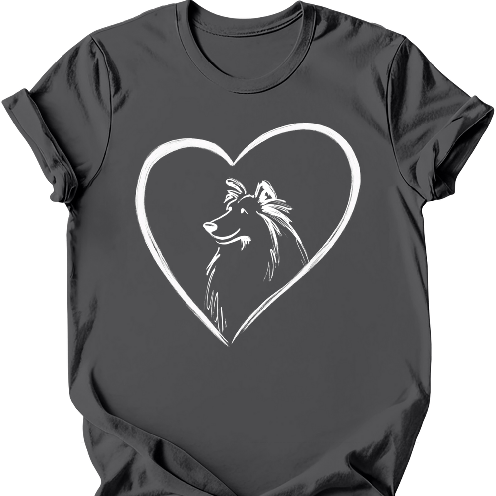 Shetland Sheepdog heart dog tee charcoal
