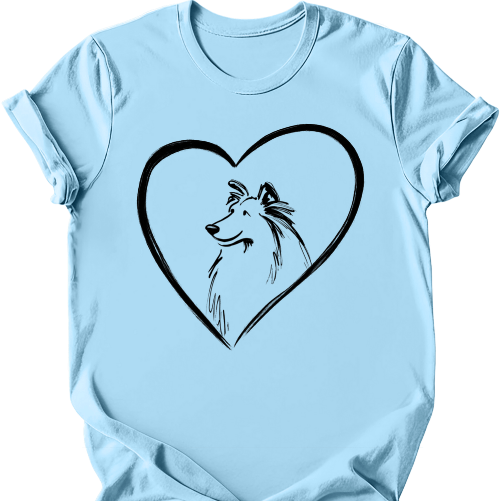 Shetland Sheepdog heart dog tee light blue