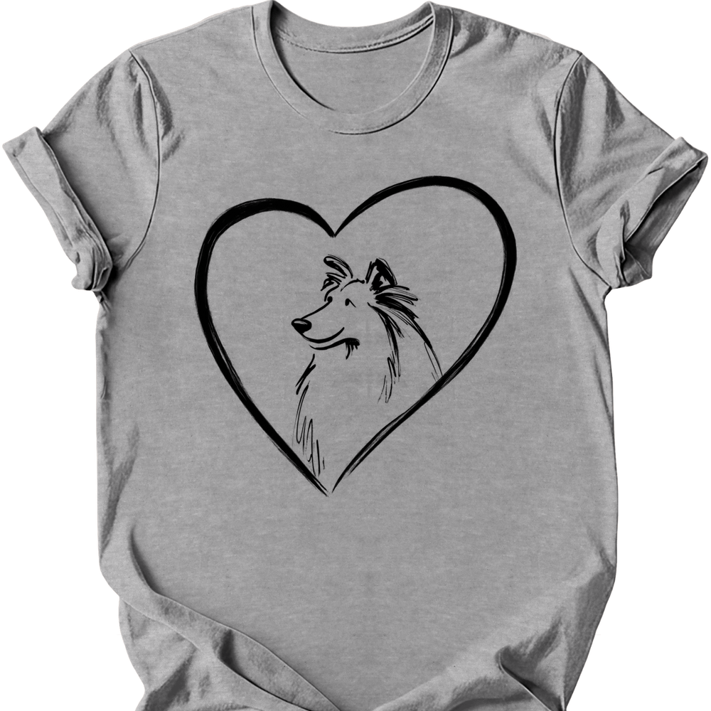 Shetland Sheepdog heart dog tee sport grey