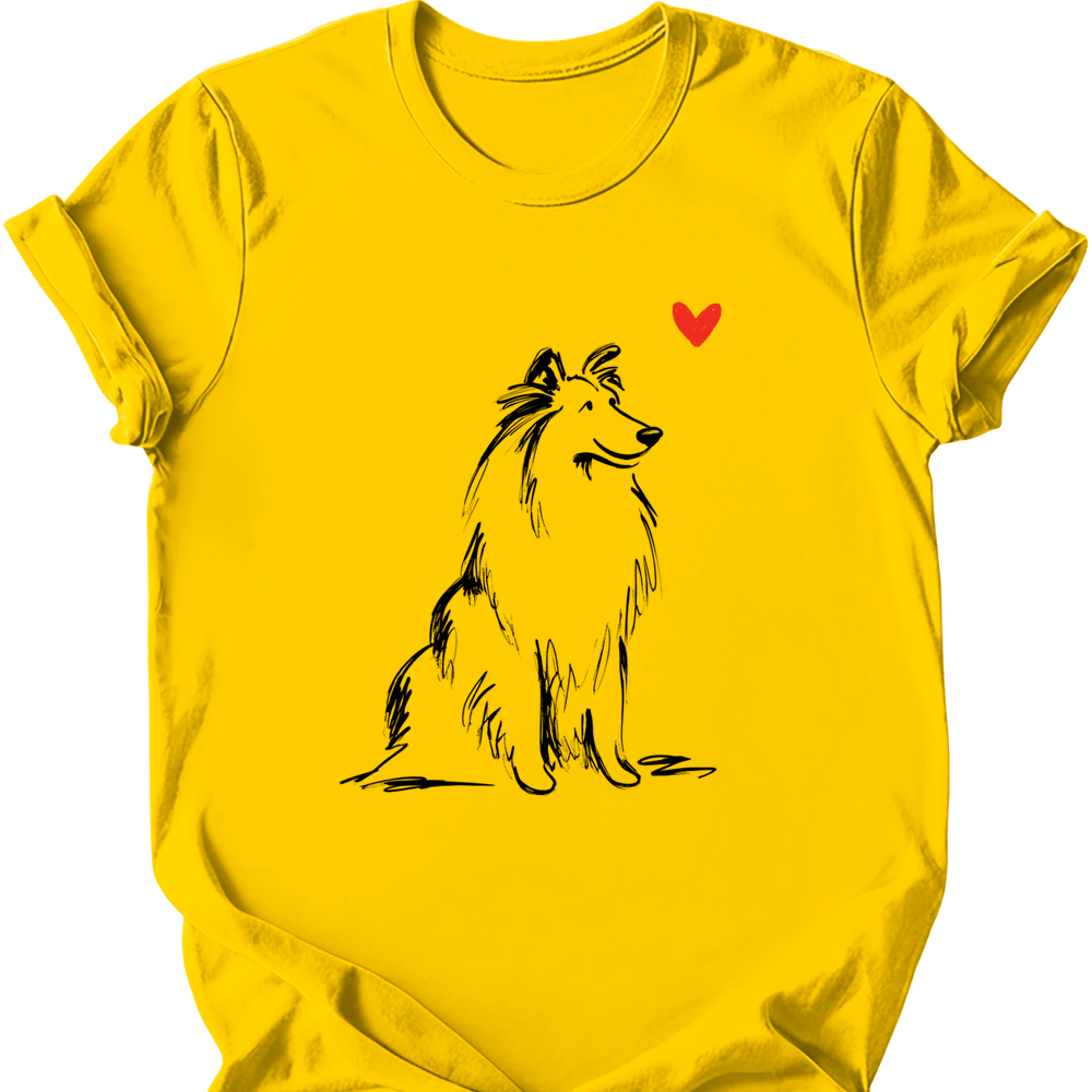 Shetland Sheepdog sketch tee daisy