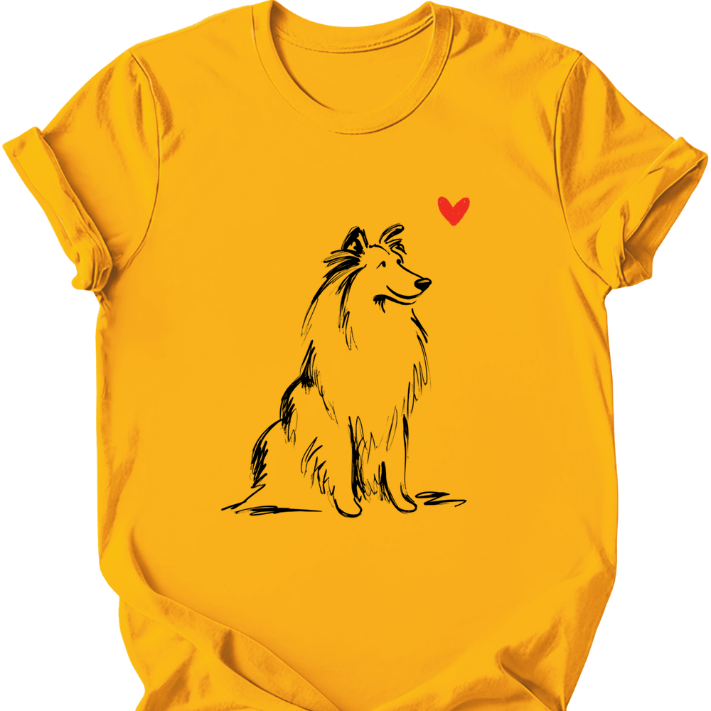 Shetland Sheepdog sketch tee gold