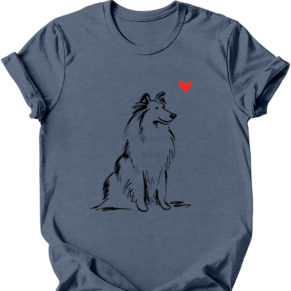 Shetland Sheepdog sketch tee heather indigo