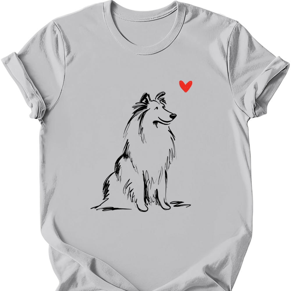 Shetland Sheepdog sketch tee ice grey