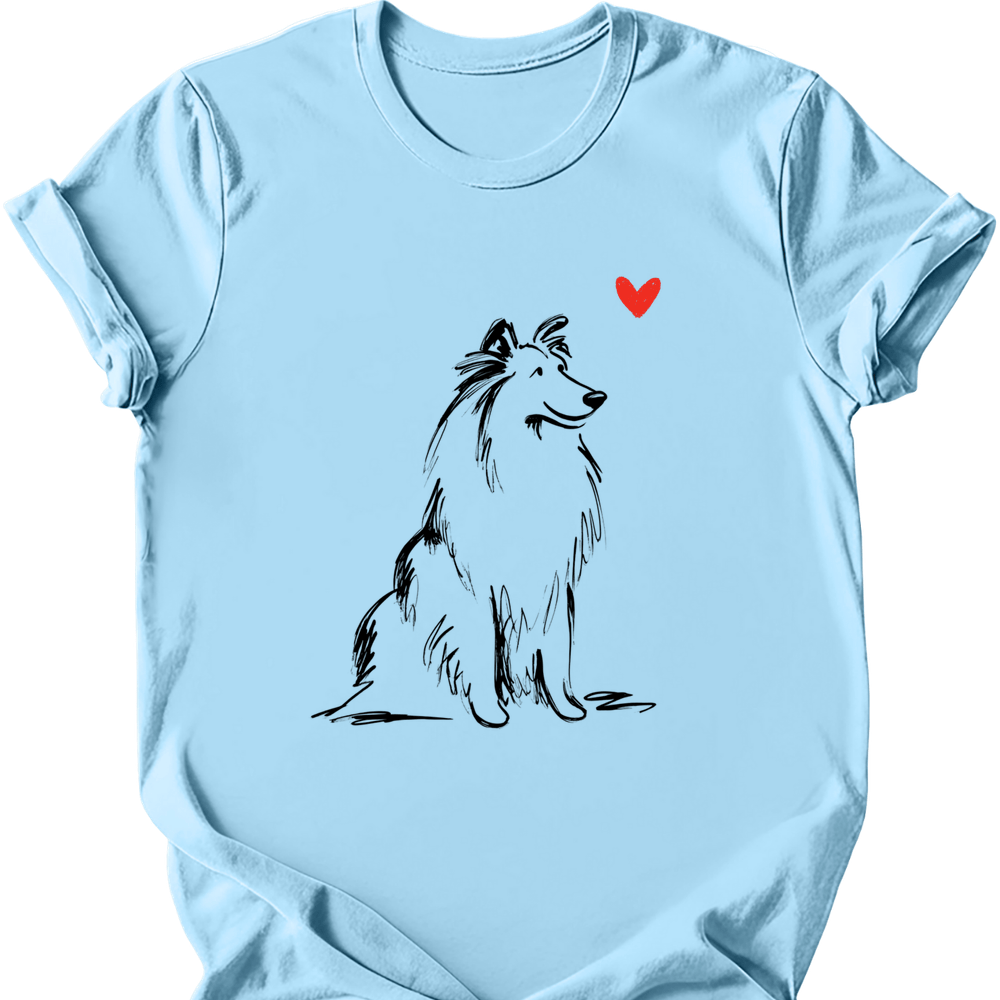 Shetland Sheepdog sketch tee light blue