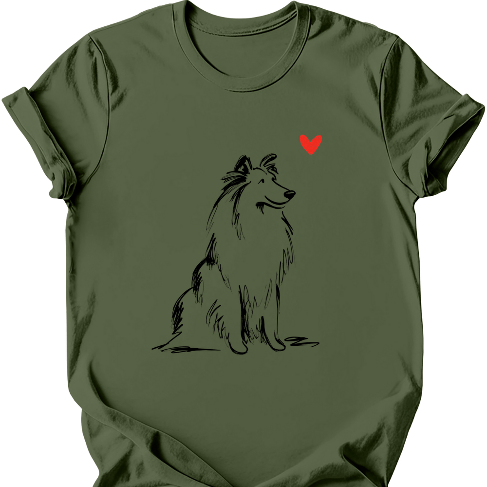 Shetland Sheepdog sketch tee military green