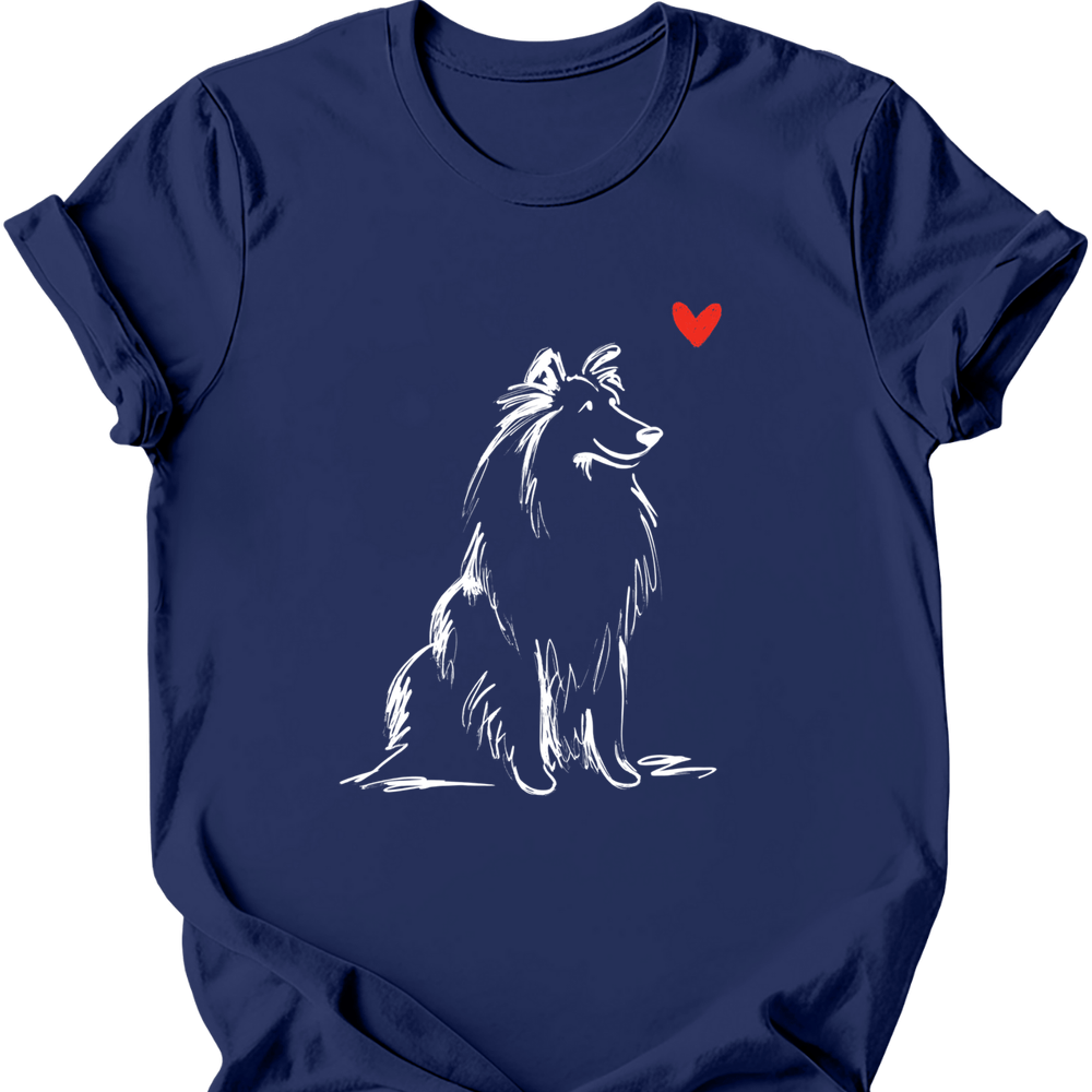 Shetland Sheepdog sketch tee navy