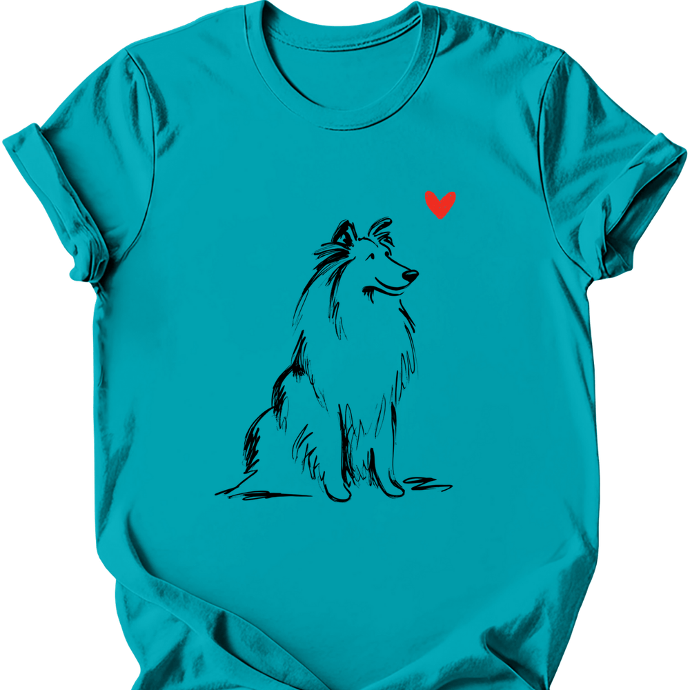 Shetland Sheepdog sketch tee tropical blue