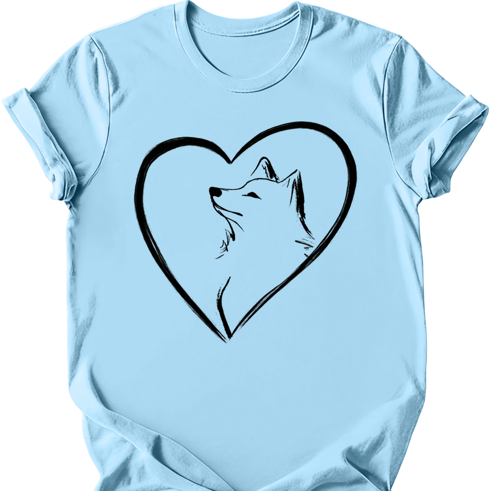 Shiba Inu heart dog tee light blue