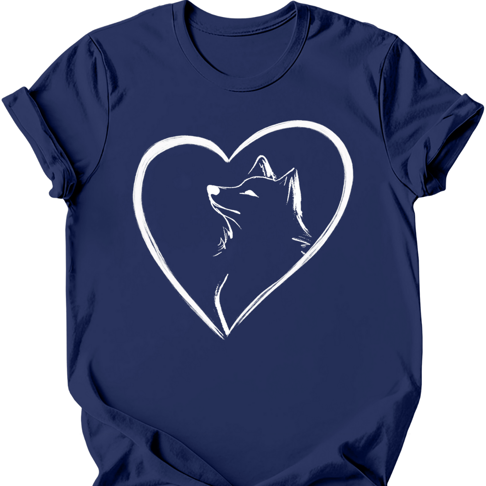 Shiba Inu heart dog tee navy