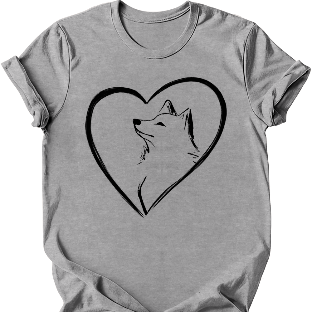 Shiba Inu heart dog tee sport grey