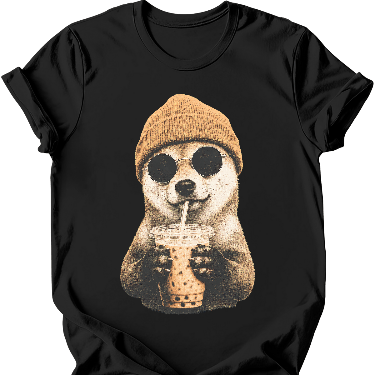 shiba inu hipster dog tee black