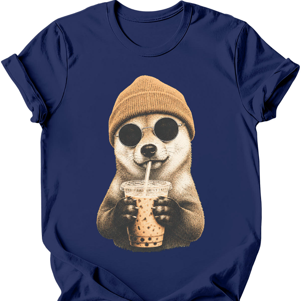 shiba inu hipster dog tee navy