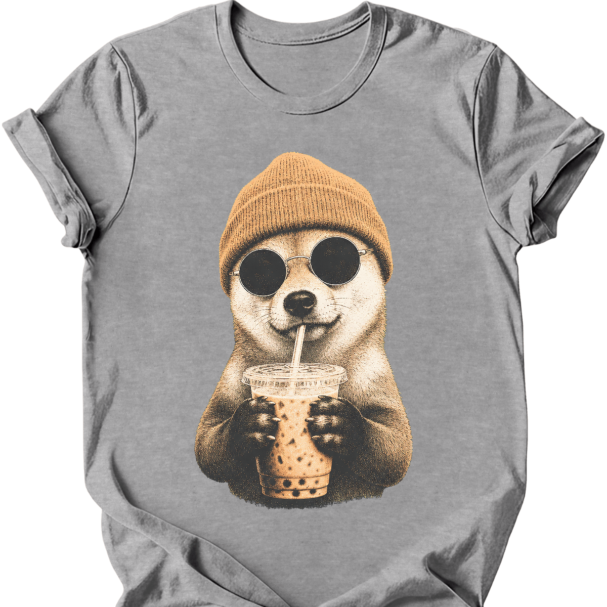 shiba inu hipster dog tee sport grey