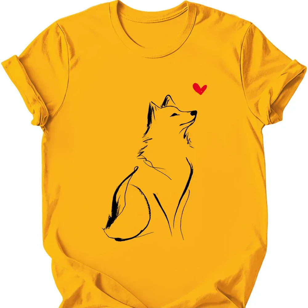 Shiba Inu sketch tee gold