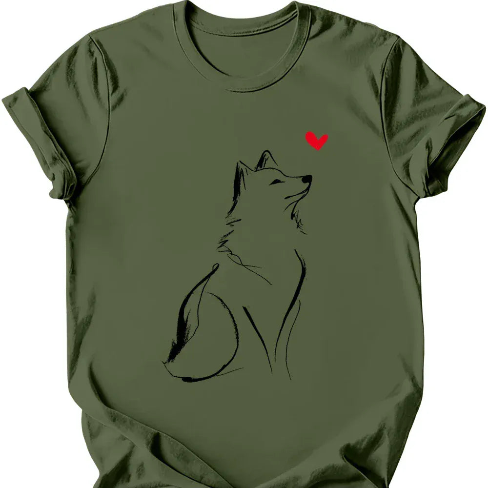 Shiba Inu sketch tee military green