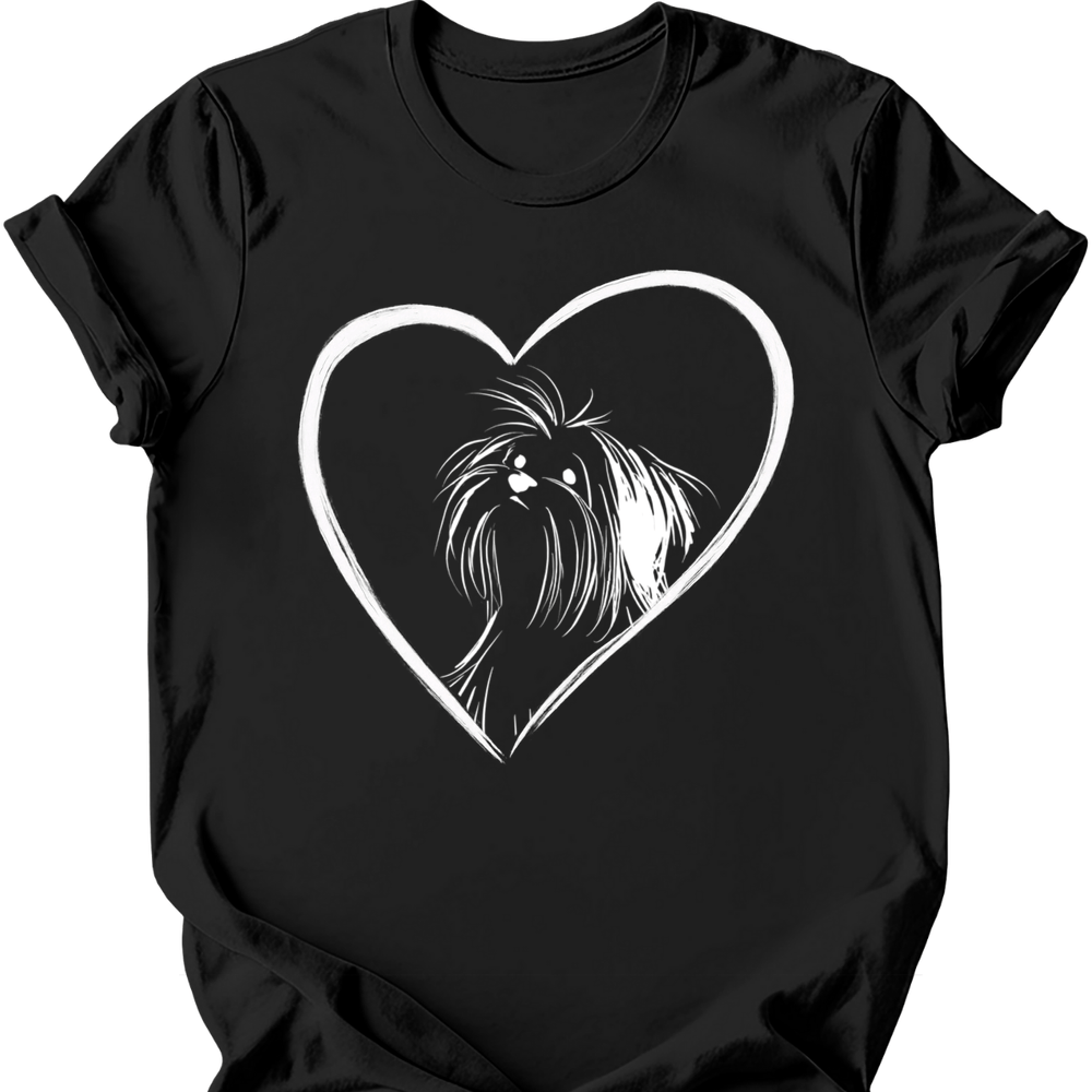 Shih Tzu heart dog tee black
