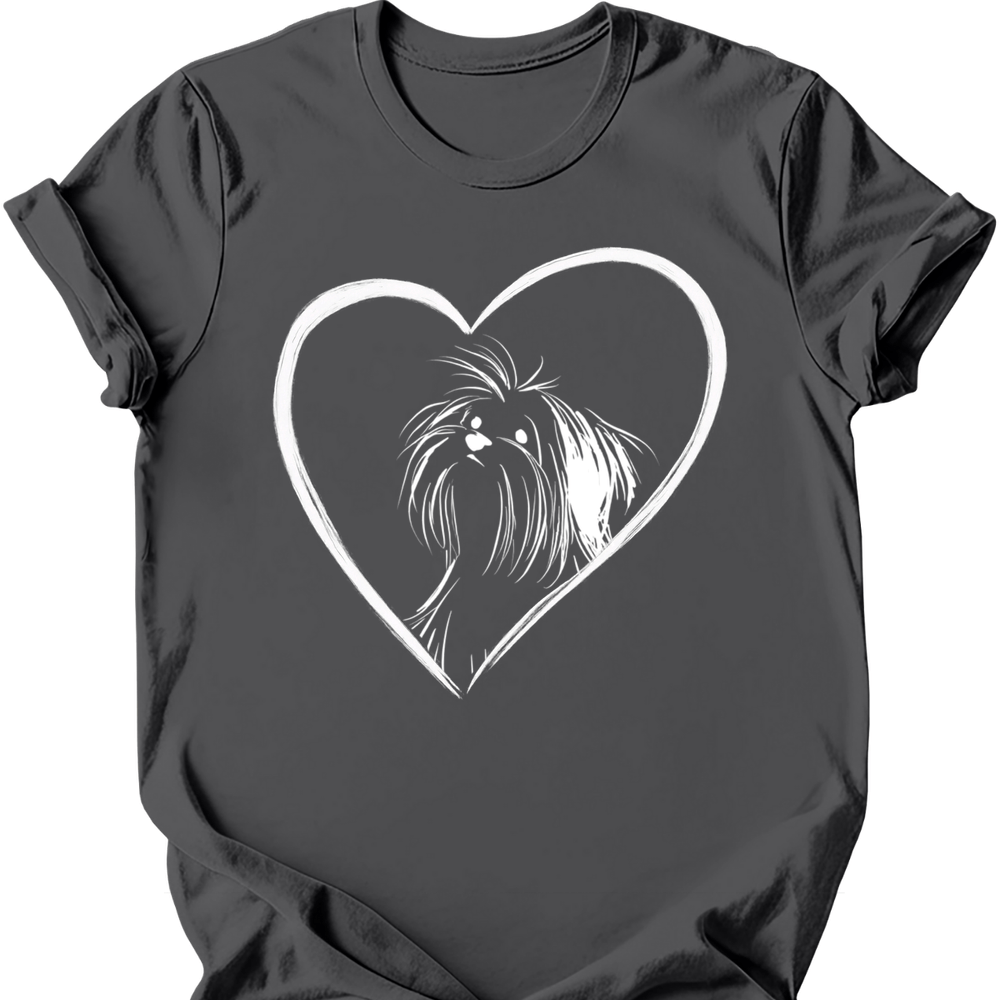 Shih Tzu heart dog tee charcoal