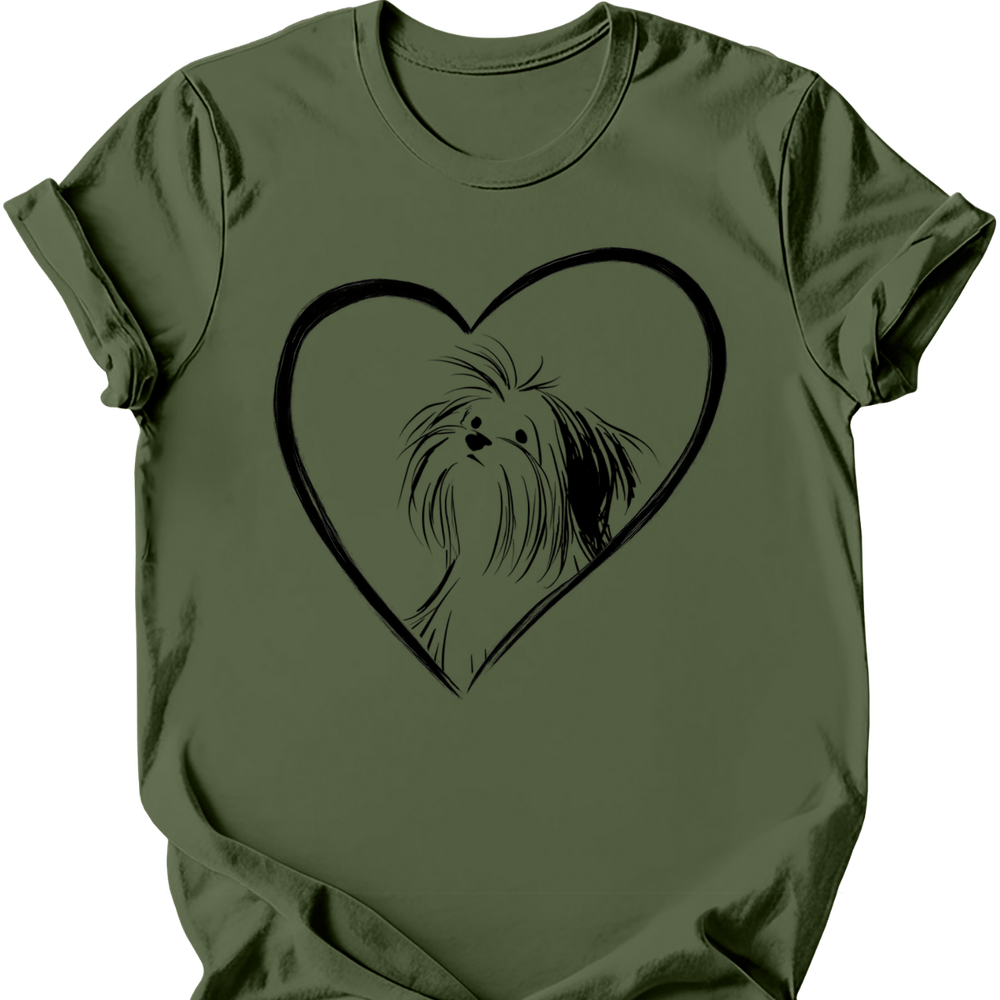 Shih Tzu heart dog tee military green