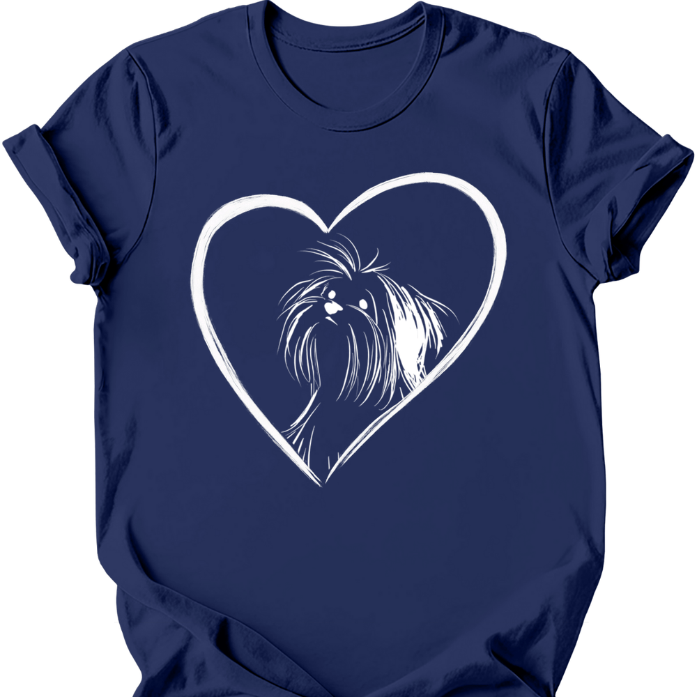 Shih Tzu heart dog tee navy