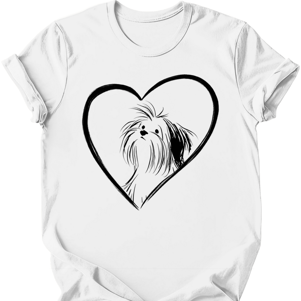 Shih Tzu heart dog tee white