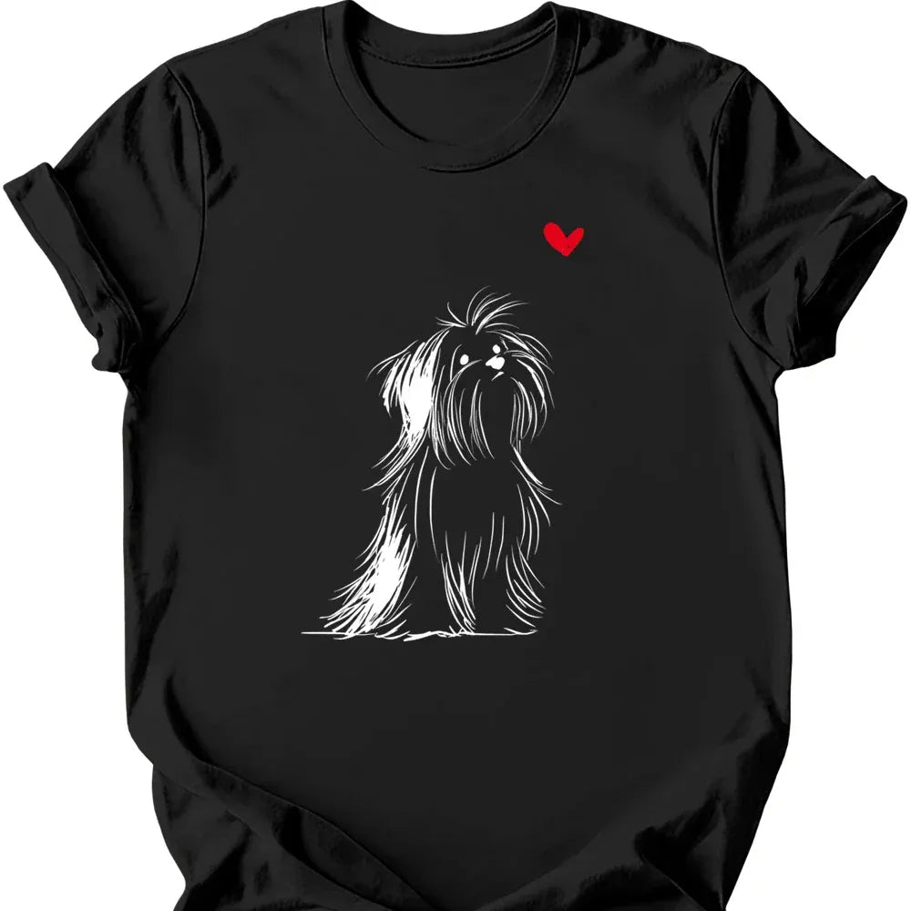 Shih Tzu sketch tee black