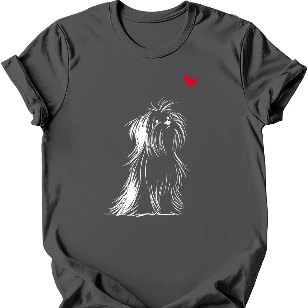 Shih Tzu sketch tee charcoal