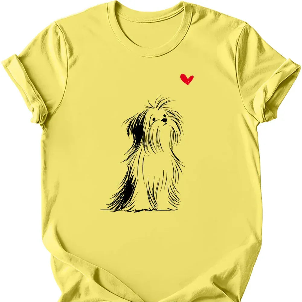 Shih Tzu sketch tee cornsilk