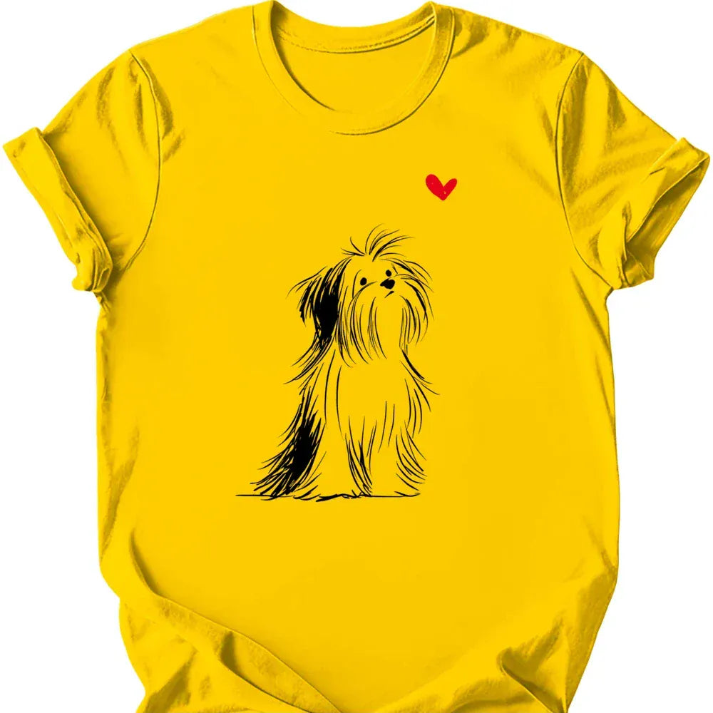 Shih Tzu sketch tee daisy