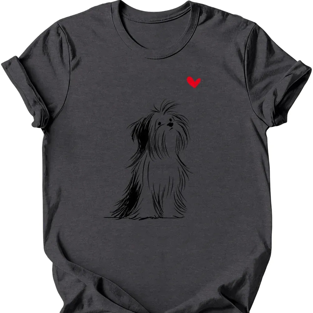Shih Tzu sketch tee dark heather